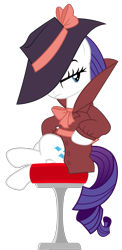 Size: 1190x2441 | Tagged: safe, artist:sonofaskywalker, character:rarity, species:pony, species:unicorn, episode:sparkle's seven, g4, my little pony: friendship is magic, clothing, detective rarity, female, hat, simple background, solo, transparent background