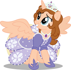 Size: 664x650 | Tagged: safe, artist:raini-bases, artist:seahawk270, base used, species:alicorn, species:pony, amulet, clothing, crossover, crown, cute, dress, gown, jewelry, necklace, ponified, princess sofia, regalia, request, shoes, simple background, sofia the first, transparent background