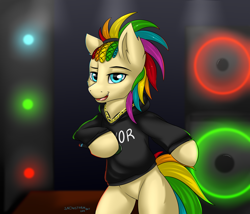 Size: 3500x3000 | Tagged: safe, artist:snowstormbat, oc, oc only, oc:life saver, species:pony, clothing, looking at you, male, microphone, smiling, solo