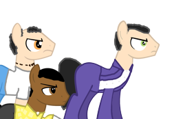 Size: 2292x1598 | Tagged: safe, artist:kayman13, species:pony, angry, button up, clothing, franklin clinton, grand theft auto, group, gta v, jacket, jeans, male, michael de santa, pants, ponified, protagonist, shirt, simple background, stallion, suit, tattoo, transparent background, trevor philips