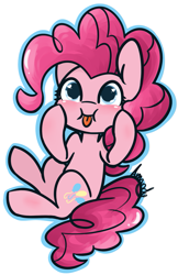 Size: 731x1126 | Tagged: safe, artist:lilliesinthegarden, character:pinkie pie, species:earth pony, species:pony, blep, cheek squish, cute, diapinkes, female, heart eyes, mare, simple background, solo, squishy cheeks, tongue out, white background, wingding eyes