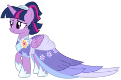 Size: 2906x1923 | Tagged: safe, artist:sonofaskywalker, character:twilight sparkle, character:twilight sparkle (alicorn), species:alicorn, species:pony, episode:the last problem, g4, my little pony: friendship is magic, alternate hairstyle, beautiful, clothing, coronation dress, cute, dress, female, mare, pretty, raised hoof, second coronation dress, simple background, smiling, solo, transparent background, vector