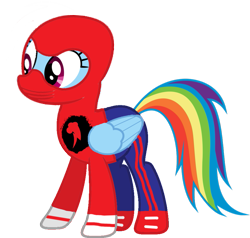Size: 917x872 | Tagged: safe, artist:djdavid98 edits, artist:kayman13, character:rainbow dash, species:pegasus, species:pony, crossover, female, human spider, mare, reference, simple background, solo, spider-man, transparent background, vector