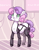 Size: 610x785 | Tagged: safe, artist:misukitty, character:sweetie belle, species:pony, species:unicorn, sweetie bot, adoracreepy, amputee, augmented, biohacking, creepy, cute, cyber legs, cyborg, cyborg pony, female, implied sweetie bot, prosthetic leg, prosthetic limb, prosthetics, quadruple amputee, solo, sweetieborg