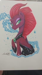Size: 1152x2048 | Tagged: safe, artist:jadedjynx, character:tempest shadow, species:pony, species:unicorn, broken horn, clothing, dress, female, horn, solo, traditional art