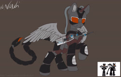 Size: 4754x3043 | Tagged: safe, artist:avery-valentine, species:alicorn, species:pegasus, species:pony, fallout equestria, armor, battle saddle, enclave armor, fanfic, fanfic art, gun, hooves, power armor, raised hoof, spread wings, weapon, wings