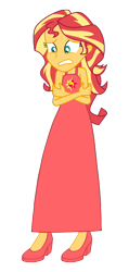 Size: 817x1716 | Tagged: safe, artist:cartoonmasterv3, character:sunset shimmer, my little pony:equestria girls, female, irony, long dress, not fiery shimmer, solo