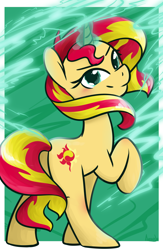 Size: 1252x1920 | Tagged: safe, artist:lilliesinthegarden, character:sunset shimmer, species:pony, species:unicorn, cute, female, glowing horn, looking at you, magic, mare, shimmerbetes, solo