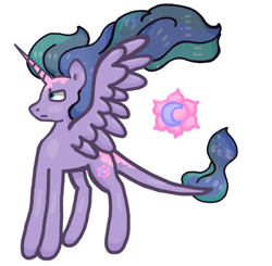 Size: 1040x1020 | Tagged: safe, artist:hunterthewastelander, character:princess celestia, character:princess luna, species:alicorn, species:pony, crescent moon, female, fusion, mare, moon, simple background, solo, white background