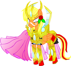 Size: 1910x1782 | Tagged: safe, alternate version, artist:avchonline, oc, oc only, oc:sean, species:pony, armor, background removed, crossover, flower, flower in hair, glowing eyes, male, simple background, solo, stallion, starcraft, transparent background
