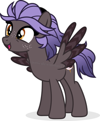 Size: 809x988 | Tagged: safe, artist:suramii, oc, oc:night vision, species:pegasus, species:pony, absurd resolution, female, freckles, happy, mare, open mouth, simple background, solo, transparent background