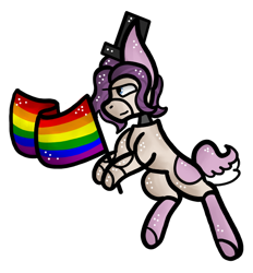 Size: 600x646 | Tagged: safe, artist:hunterthewastelander, oc, oc only, species:earth pony, species:pony, clothing, colored hooves, earth pony oc, flag, gay pride flag, hat, pride, pride flag, simple background, solo, top hat, transparent background, ych result