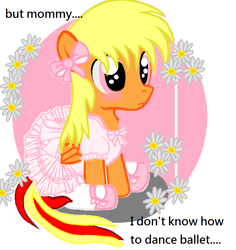 Size: 1015x1077 | Tagged: safe, artist:avchonline, oc, oc only, species:pegasus, species:pony, abstract background, ballerina, blushing, bow, clothing, colt, crossdressing, dress, femboy, flower, hair bow, male, pegasus oc, shoes, sitting, solo, speech, wings