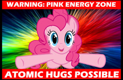 Size: 1463x947 | Tagged: safe, artist:kayman13, artist:loboguerrero, character:pinkie pie, species:pony, female, imminent hape, imminent hugs, it's coming right at us, solo