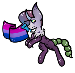 Size: 400x388 | Tagged: safe, artist:hunterthewastelander, oc, oc only, bisexual pride flag, curved horn, flag, horn, original species, pride, scorpion tail, solo, ych result