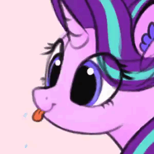 Size: 300x300 | Tagged: safe, artist:lollipony, character:starlight glimmer, species:pony, species:unicorn, :t, animated, blep, bust, cute, ear fluff, eye clipping through hair, female, gif, glimmerbetes, mare, portrait, raspberry, silly, silly pony, simple background, smiling, solo, spittle, tongue out, white background