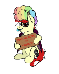 Size: 3000x3743 | Tagged: safe, artist:aaathebap, oc, oc:aaaaaaaaaaa, species:bat pony, species:pony, 2020 community collab, derpibooru community collaboration, afro, anyway come to trotcon, bat pony oc, bat wings, male, multicolored hair, party horn, rainbow hair, simple background, solo, transparent background, trotcon, wings