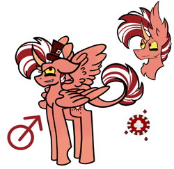 Size: 884x858 | Tagged: safe, artist:hunterthewastelander, oc, oc only, oc:jackpot chance pie, parent:discord, parent:pinkie pie, parents:discopie, species:alicorn, species:pony, alicorn oc, bust, clothing, frown, hat, interspecies offspring, male, offspring, reference sheet, simple background, smiling, smirk, stallion, story included, top hat, white background