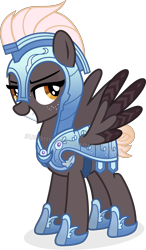Size: 5032x8620 | Tagged: safe, artist:suramii, oc, oc:night vision, species:pegasus, species:pony, absurd resolution, armor, colored wings, female, freckles, mare, multicolored wings, simple background, solo, transparent background, wings