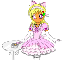 Size: 3872x3232 | Tagged: safe, artist:avchonline, oc, oc:sean, species:human, alice in wonderland, bow, clothing, cosplay, costume, crossdressing, crossover, dress, evening gloves, femboy, flower, flower in hair, gloves, hair bow, headband, humanized, long gloves, male