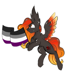 Size: 595x647 | Tagged: safe, artist:hunterthewastelander, oc, oc only, oc:fire drift, species:pegasus, species:pony, asexual pride flag, flag, male, pegasus oc, pride, pride flag, simple background, solo, stallion, transparent background, wings, ych result