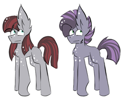 Size: 591x474 | Tagged: safe, artist:hunterthewastelander, oc, oc only, parent:maud pie, parent:mudbriar, parents:maudbriar, species:earth pony, species:pony, duo, earth pony oc, female, male, mare, offspring, siblings, simple background, stallion, white background