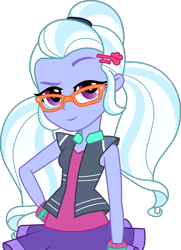 Size: 2099x2897 | Tagged: safe, artist:lifes-remedy, edit, character:sugarcoat, equestria girls:dance magic, g4, my little pony: equestria girls, my little pony:equestria girls, spoiler:eqg specials, cleavage, edited edit, female, hand on hip, inverted mouth, looking at you, simple background, smiling, smirk, solo, transparent background, vector