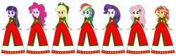 Size: 1024x327 | Tagged: safe, artist:cartoonmasterv3, character:applejack, character:fluttershy, character:pinkie pie, character:rainbow dash, character:rarity, character:sunset shimmer, character:twilight sparkle, character:twilight sparkle (alicorn), species:alicorn, species:human, species:pony, my little pony:equestria girls, christmas, clothing, holiday, humane five, humane seven, humane six, long skirt, long skirt fetish, simple background, skirt, transparent background, vector
