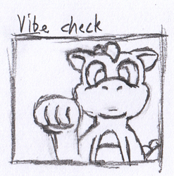 Size: 505x511 | Tagged: safe, artist:tarkan809, character:spike (g1), species:dragon, breaking the fourth wall, drawing, knocking, looking at you, meme, monochrome, traditional art, vibe check