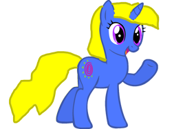 Size: 1280x957 | Tagged: safe, artist:kayman13, base used, oc, oc only, oc:kellen, species:pony, species:unicorn, 2020 community collab, derpibooru community collaboration, clothing, female, hat, looking at you, simple background, smiling, solo, transparent background, waving