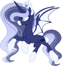 Size: 2706x2868 | Tagged: safe, artist:rerorir, character:princess luna, species:alicorn, species:bat pony, species:pony, alternate design, bat pony alicorn, equal cutie mark, equalized, female, high res, race swap, simple background, solo, transparent background