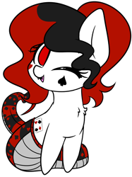Size: 788x1051 | Tagged: safe, artist:acersiii, oc, oc only, oc:alice, species:lamia, cute, fangs, female, one eye closed, original species, simple background, solo, transparent background, wink