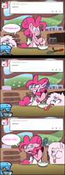 Size: 844x2278 | Tagged: safe, artist:pippy, character:pinkie pie, oc, oc:fluffle puff, species:pony, dexterous hooves, egg, pinkiepieskitchen
