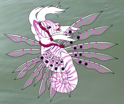 Size: 2265x1890 | Tagged: safe, artist:chili19, oc, oc only, species:sea pony, lionfish, solo, underwater
