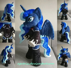 Size: 1024x978 | Tagged: safe, artist:agatrix, character:princess luna, species:alicorn, species:pony, anthro plushie, bipedal, clothing, female, horn, irl, photo, plushie, semi-anthro, solo, wings