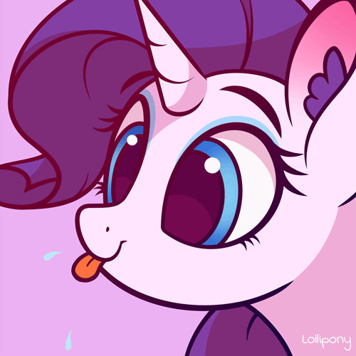 Size: 500x500 | Tagged: safe, artist:lollipony, part of a set, character:rarity, species:pony, species:unicorn, animated, blep, bust, cute, ear fluff, female, mare, pbbtt, portrait, purple background, raribetes, raspberry, silly, silly pony, simple background, solo, spit, tongue out