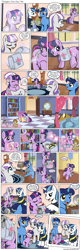Size: 1200x3772 | Tagged: safe, artist:muffinshire, character:night light, character:shining armor, character:smarty pants, character:twilight sparkle, character:twilight velvet, species:pony, species:unicorn, comic:twilight's first day, episode:slice of life, g4, my little pony: friendship is magic, camera, clothing, comic, cute, dexterous hooves, eyes closed, female, filly, filly twilight sparkle, foal, hug, male, mare, muffinshire is trying to murder us, open mouth, pony tipping, saddle bag, sparkle family, stallion, tongue out, twiabetes, uniform