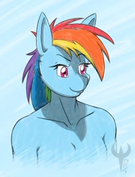 Size: 400x523 | Tagged: safe, artist:ethanqix, character:rainbow dash, species:anthro, bust, female, portrait, solo