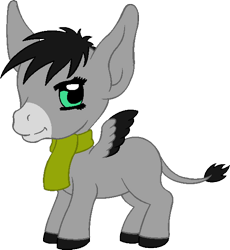 Size: 552x600 | Tagged: safe, artist:chili19, oc, oc only, oc:chili, species:donkey, species:mule, clothing, colored hooves, hybrid, scarf, simple background, solo, transparent background, wings