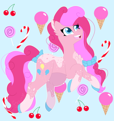 Size: 3500x3700 | Tagged: safe, artist:tomboygirl45, character:pinkie pie, species:pony, candy, cherry, csndy cane, female, food, high res, ice cream, lollipop, solo