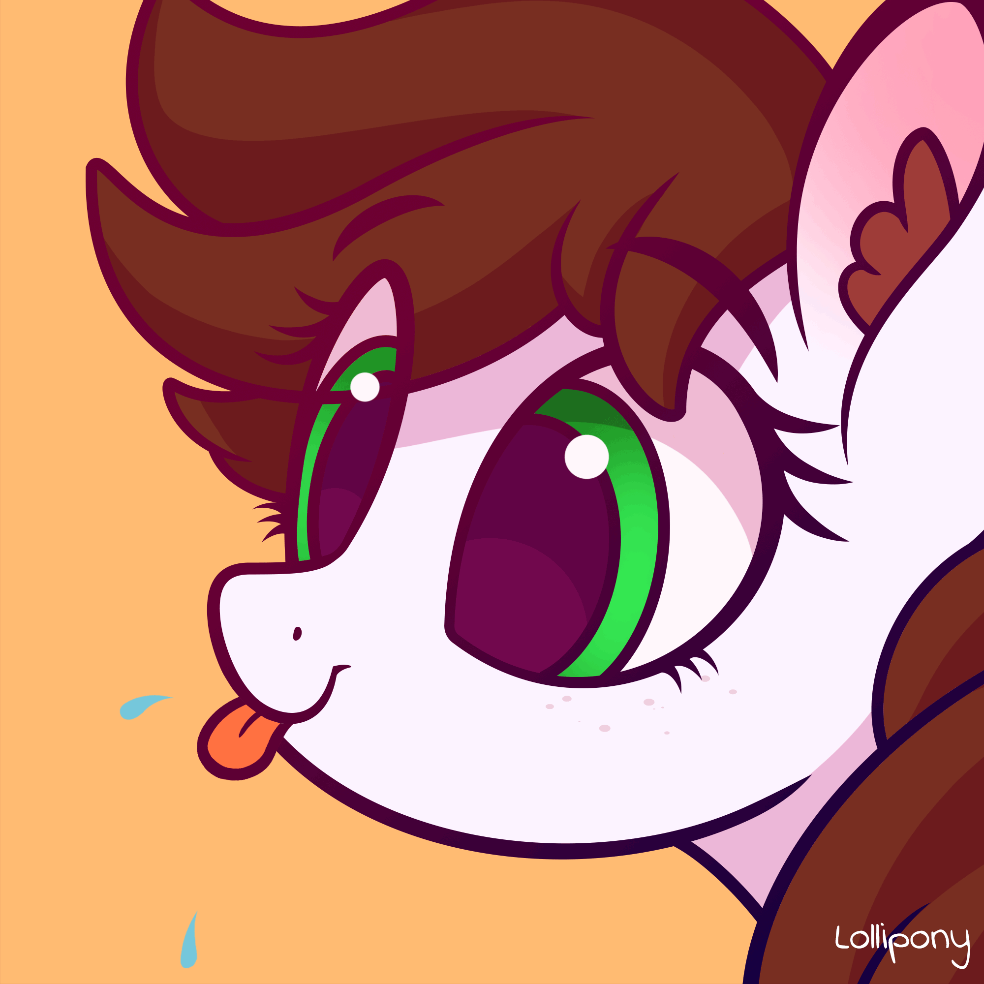 Size: 2000x2000 | Tagged: safe, artist:lollipony, part of a set, oc, oc only, oc:graph travel, species:pegasus, species:pony, :p, animated, blep, bust, commission, cute, ear fluff, eye shimmer, female, freckles, mare, ocbetes, pbbtt, raspberry, silly, silly pony, simple background, solo, spit, spittle, tongue out, ych result