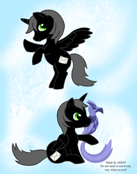 Size: 846x1071 | Tagged: safe, artist:chili19, oc, oc only, species:alicorn, species:phoenix, species:pony, abstract background, alicorn oc, crossover, hoofy-kicks, neopets, ponified, rearing, text, uni