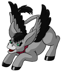 Size: 488x561 | Tagged: safe, artist:chili19, oc, oc only, oc:chili, species:donkey, clothing, female, scarf, simple background, solo, transparent background, wings