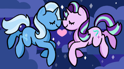 Size: 3792x2113 | Tagged: safe, artist:coggler, artist:frog&cog, artist:gopherfrog, character:starlight glimmer, character:trixie, species:pony, species:unicorn, ship:startrix, cute, eyes closed, female, lesbian, shipping