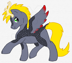 Size: 728x638 | Tagged: safe, artist:chili19, oc, oc only, oc:flare, species:kirin, hybrid, kirin oc, raised hoof, simple background, solo, white background, wings