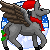 Size: 50x50 | Tagged: safe, artist:chili19, oc, oc only, species:donkey, christmas, clothing, female, hat, holiday, hybrid, pixel art, raised hoof, santa hat, scarf, simple background, snow, solo, transparent background, wings
