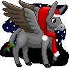 Size: 100x100 | Tagged: safe, artist:chili19, oc, oc only, oc:chili, species:donkey, christmas, clothing, female, hat, holiday, pixel art, raised hoof, santa hat, scarf, simple background, snow, solo, transparent background, wings
