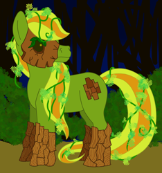 Size: 1344x1435 | Tagged: safe, artist:chili19, oc, oc only, oc:dryad everfree, species:pony, bush, dryad, female, forest, looking back, mare, original species, solo, vine