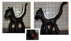 Size: 2851x1639 | Tagged: safe, artist:chili19, oc, oc only, oc:skunkie, g3, custom, heart, irl, male, photo, skunk, skunk pony, toy