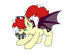 Size: 2844x2202 | Tagged: safe, artist:aaathebap, oc, oc only, oc:aaaaaaaaaaa, species:bat pony, bat pony oc, cute, happy, male, plushie, simple background, solo, tail, tail wag, transparent background